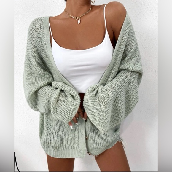 🌷3for$30🌷Mint drop shoulder cardigan - Picture 3 of 6